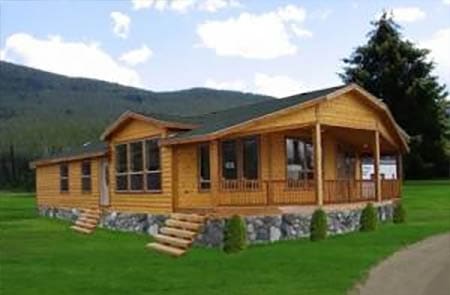 Nice new log cabin style manufactured home with staircases in Oregon